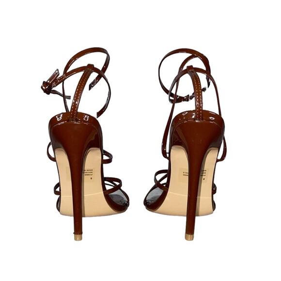 NWOB Cape Robbin Minnie Square Toe Strappy Stiletto Chocolate Brown High Heels 8 - Picture 6 of 9